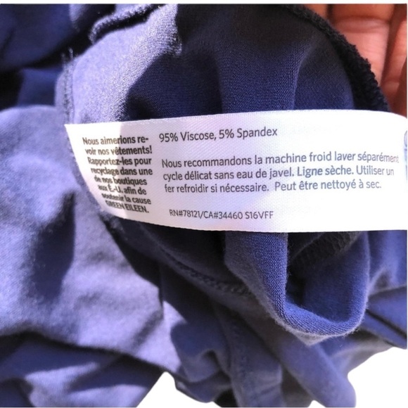 🌺EILEEN FISHER Navy Blue Flowy T-shirt Dress Size PETITE Medium🌺 - Picture 4 of 4